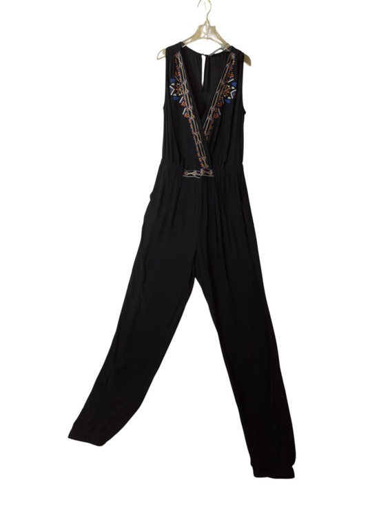 Twelfth Street Cynthia Black Detailed In V Neck Line Jumpsuit Size M - Picture 1 of 11